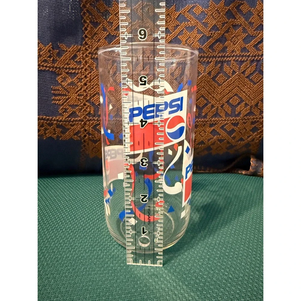 Vintage Pepsi Cola Drinking Glasses Set‎ of 2 Logo and Confetti Graphics Retro